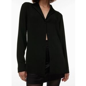 Babaton Monocle Shirt Black Long Sleeve Button Up Blouse Medium